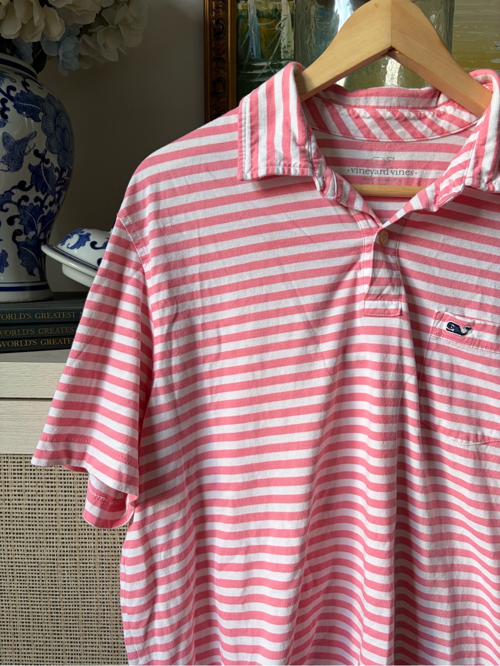 Vineyard Vines Pink & White Striped Polo Whale Embroidery - Picture 4 of 6